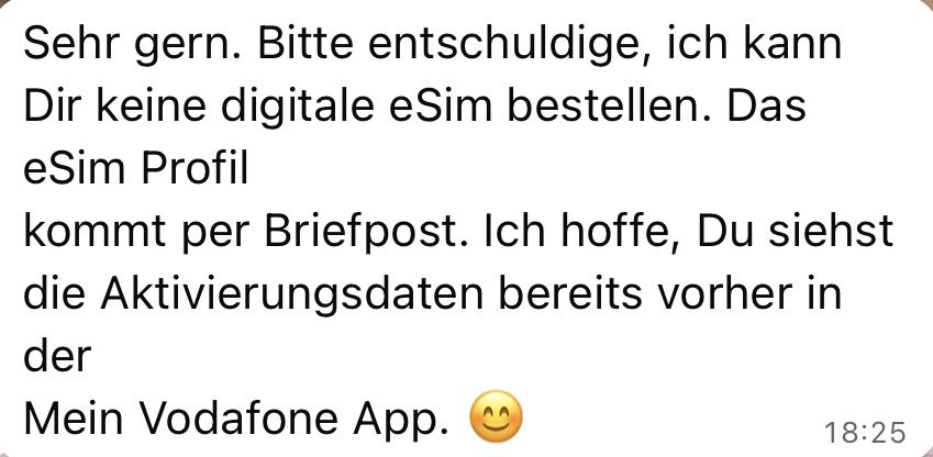 Vodafone 德国 eSIM 成功更换 eSIM Profile Vodafone 德国 eSIM 成功更换 eSIM Profile